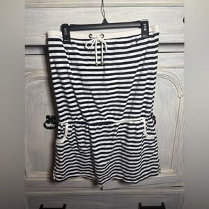 Y2K Ralph Lauren Striped Terrycloth Strapless Cover Up Dress Preppy Nautical